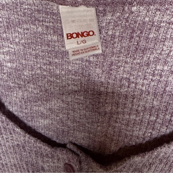 BONGO Purple Long Sleeve Crop Button Down Top - Picture 3 of 3